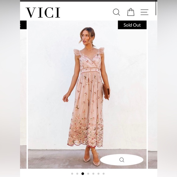 Tulle Floral Embroidered Ruffle Midi Dress - Picture 3 of 6